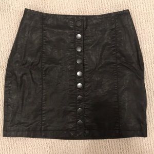 Black Leather Free People Skirt